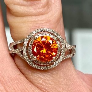 14k Gold 1.75ctw Diamond Orange Sapphire Ring